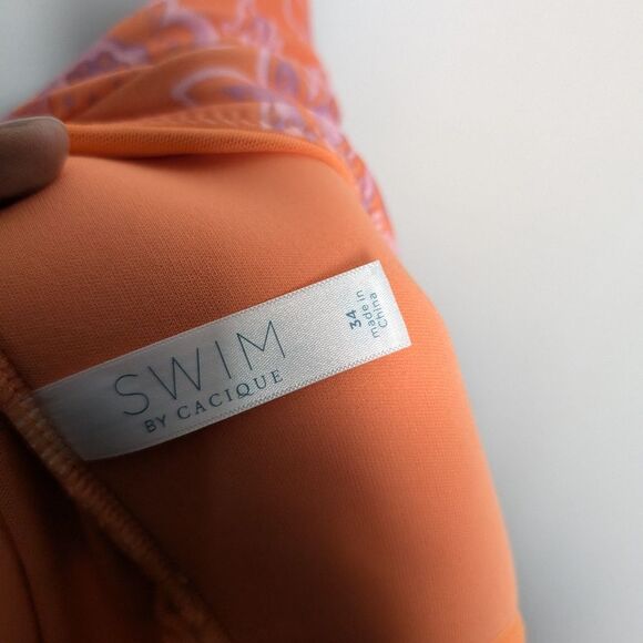 Cacique swim dress orange floral sz 34 vacation travel beach - Picture 7 of 8